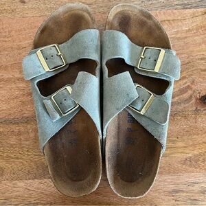 Birkenstock Arizona Light Blue Suede Sandals Size 40 (9-9.5) Narrow